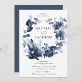 Abstracte indigobloem | Bruiloft Kaart (Voorkant / Achterkant)