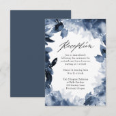Abstracte indigobloem | Kaart van de huwelijksrece (Voorkant / Achterkant)
