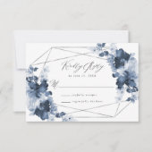 Abstracte indigobloem | Wedding RSVP Kaart (Voorkant)