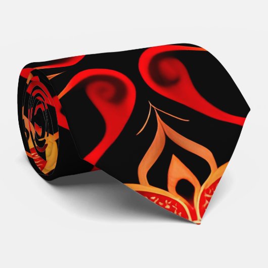 Abstracte Indonesische batik bloemmotief Stropdas (Opgerold)