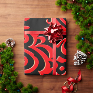 Abstracte Indonesische batik rood zwart patroon Cadeaupapier