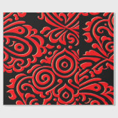 Abstracte Indonesische batik rood zwart patroon Cadeaupapier (Vlak)