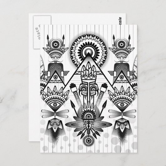 Abstracte inheemse Indische stam Briefkaart (Voorkant / Achterkant)