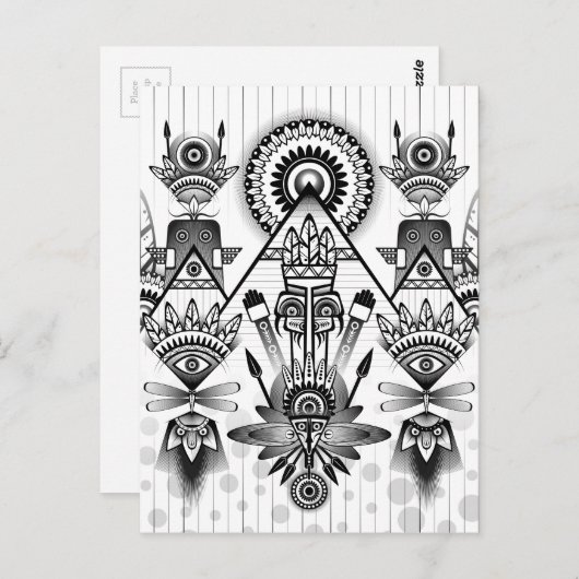 Abstracte inheemse Indische stam Briefkaart (Voorkant / Achterkant)