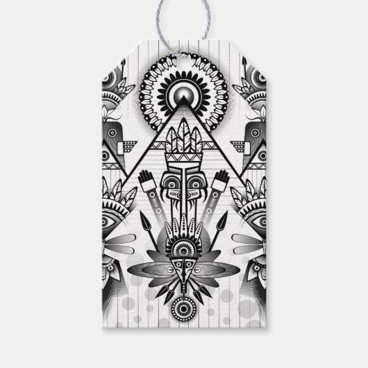 Abstracte inheemse Indische stam Cadeaulabel (Voorkant)