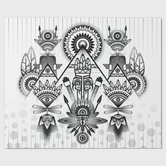 Abstracte inheemse Indische stam Cadeaupapier (Vlak)