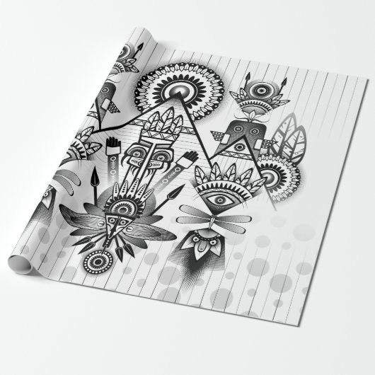 Abstracte inheemse Indische stam Cadeaupapier (Uitgerold)