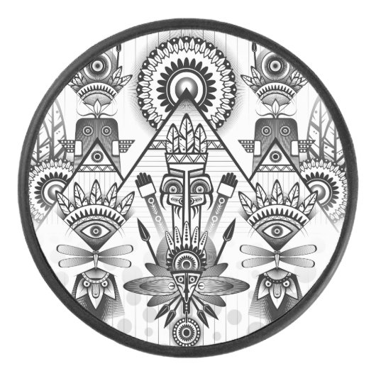Abstracte inheemse Indische stam Hockey Puck (Voorkant)