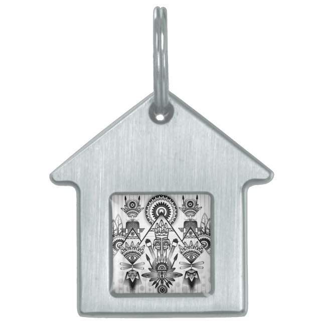 Abstracte inheemse Indische stam Huisdieren Naamplaatje (Voorkant)