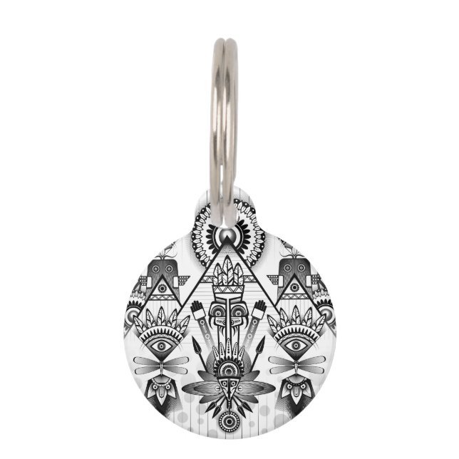 Abstracte inheemse Indische stam Huisdierpenning (Voorkant)