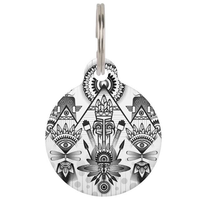 Abstracte inheemse Indische stam Huisdierpenning (Voorkant)