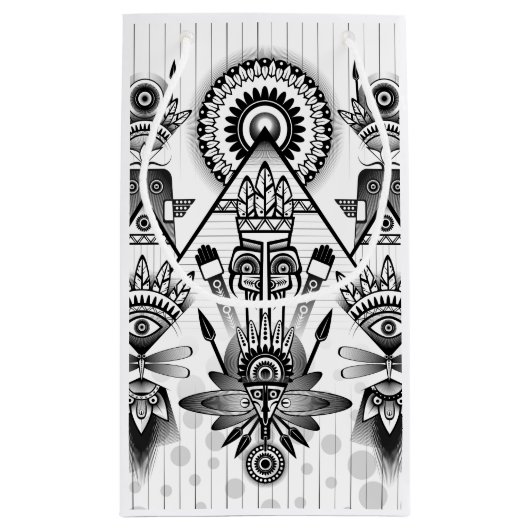 Abstracte inheemse Indische stam Klein Cadeauzakje (Achterkant)