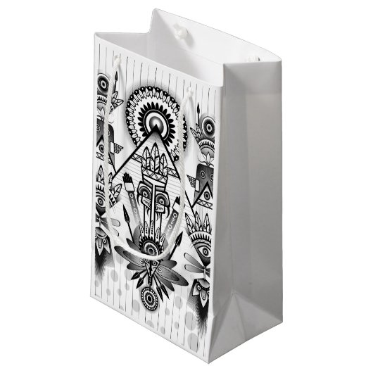 Abstracte inheemse Indische stam Klein Cadeauzakje (Voorkant Gekanteld)