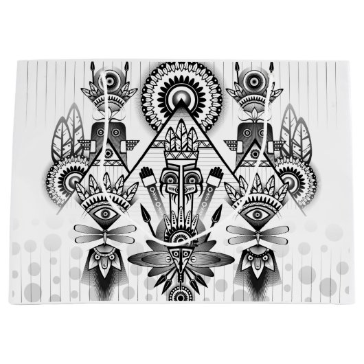 Abstracte inheemse Indische stam Large Cadeautasje (Voorkant)