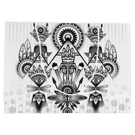 Abstracte inheemse Indische stam Large Cadeautasje (Achterkant)