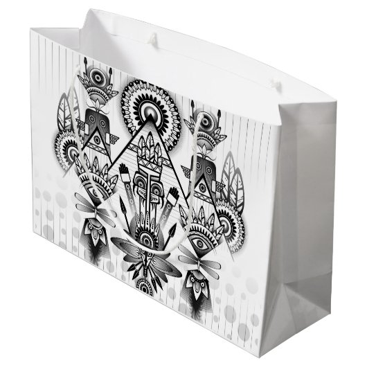 Abstracte inheemse Indische stam Large Cadeautasje (Achterkant Gekanteld)