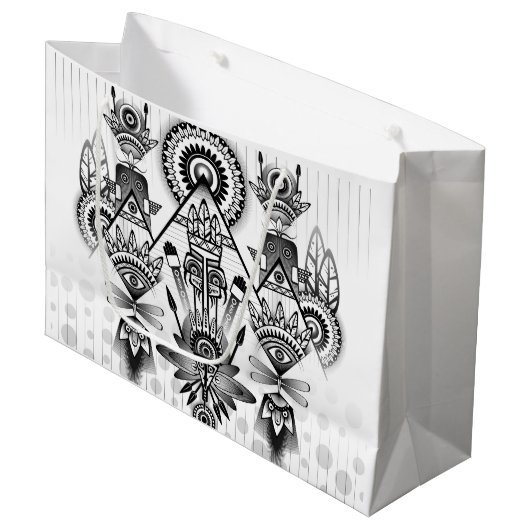 Abstracte inheemse Indische stam Large Cadeautasje (Voorkant Gekanteld)