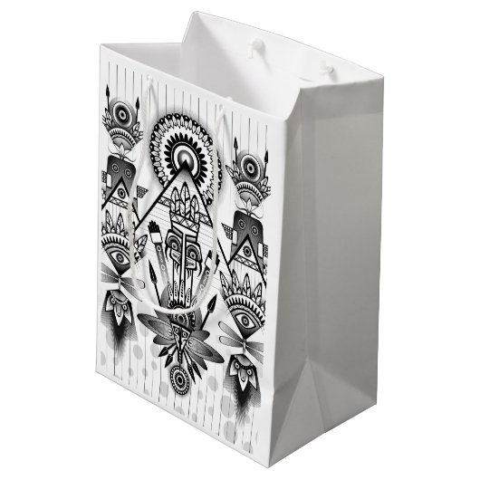 Abstracte inheemse Indische stam Medium Cadeauzakje (Achterkant Gekanteld)