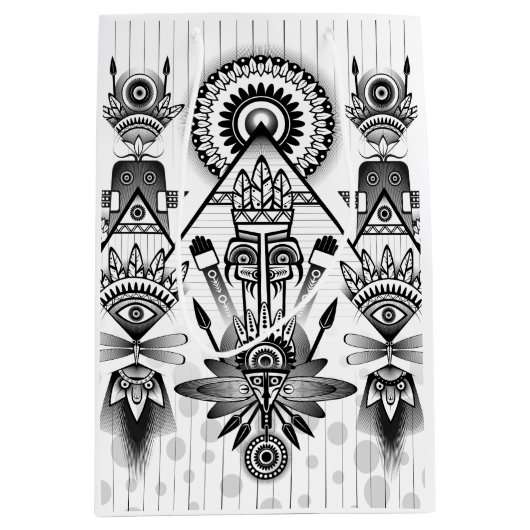 Abstracte inheemse Indische stam Medium Cadeauzakje (Voorkant)