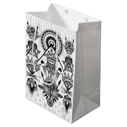 Abstracte inheemse Indische stam Medium Cadeauzakje (Voorkant Gekanteld)