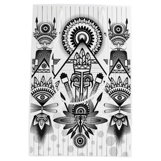 Abstracte inheemse Indische stam Medium Cadeauzakje (Achterkant)