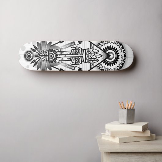Abstracte inheemse Indische stam Persoonlijk Skateboard (Muurkunst (Horizontaal))