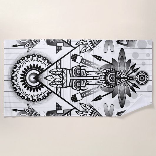 Abstracte inheemse Indische stam Strandlaken (Voorkant)