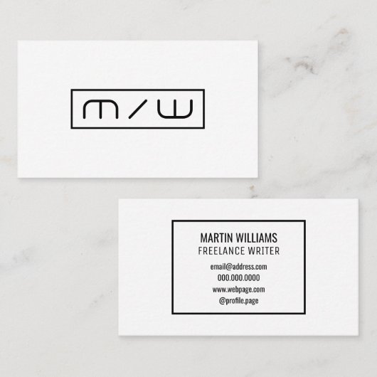 Abstracte initialen minimaliseren wit visitekaartje (Voorkant / Achterkant)