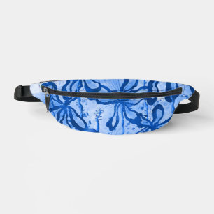 Abstracte Inked Flowers Blauw Heuptasje