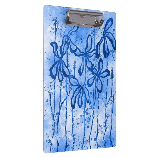 Abstracte Inked Flowers Blauw Klembord (Rechts)