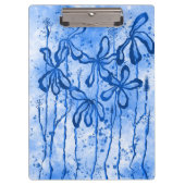 Abstracte Inked Flowers Blauw Klembord (Voorkant)