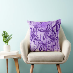 Abstracte Inked Flowers Paarse Lelies Kussen