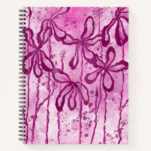 Abstracte Inked Flowers Pink Lelies Notitieboek