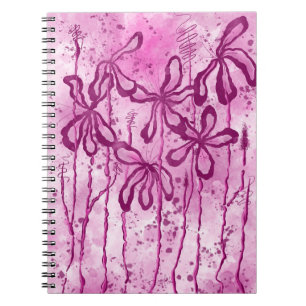 Abstracte Inked Flowers Pink Lelies Notitieboek