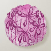 Abstracte Inked Flowers Pink Lelies Rond Kussen (Achterkant)
