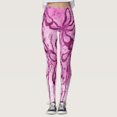Abstracte Inked Flowers roze Leggings (Voorkant)