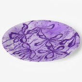 Abstracte Inked Flowers Violet Sky Papieren Bordje (Gekanteld)