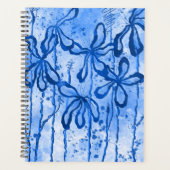 Abstracte Inkt Bloemen Blauwe Lelies Planner (Voorkant)