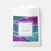 Abstracte inkt Fuchsia Pink Blauwgroen Gold Birthd Bedankzakje (Voorkant)