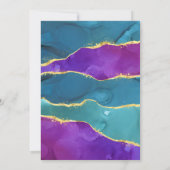 Abstracte inkt Fuchsia roze Blauwgroen goud 90e ve Kaart (Achterkant)