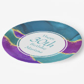 Abstracte inkt Fuchsia roze Blauwgroen goudfeest P Papieren Bordje (Gekanteld)