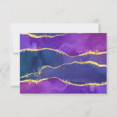 Abstracte inkt Fuchsia roze Paars Gold RSVP-kaart Bedankkaart (Achterkant)