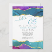 Abstracte inkt fuchsia roze turquoise goud 65ste v kaart (Voorkant)
