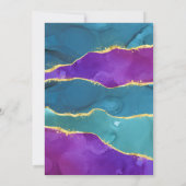 Abstracte inkt fuchsia roze turquoise goud verjaar kaart (Achterkant)