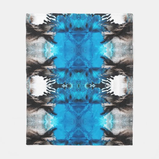 Abstracte inkt inktsleuf blauw zwart wit fleece deken (Voorkant)