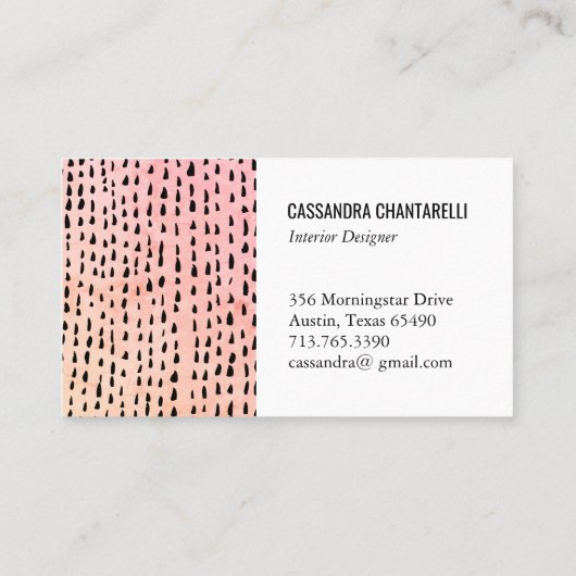 Abstracte inkt stip roze goudwaterverf visitekaartje (Achterkant)