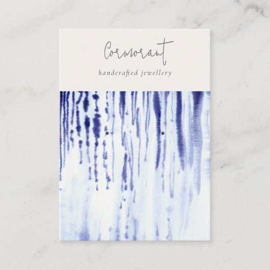 Abstracte Inktblauwe Lijnen Oorbel Stud Holder Visitekaartje (Voorkant)