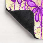 Abstracte Inktbloemen Geel Paarse Muismat (Hoek)