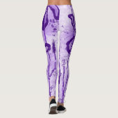 Abstracte Inktbloemen paarse Leggings (Achterkant)