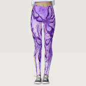Abstracte Inktbloemen paarse Leggings (Voorkant)